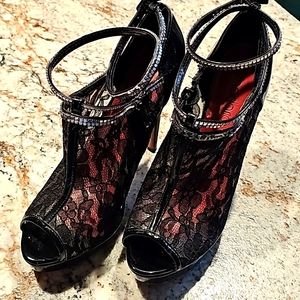 Nadara Black Lace Heels